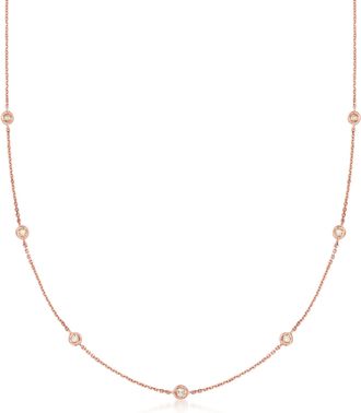 RS Pure by Ross-Simons Diamond Station Necklace in 14kt Rose Gold