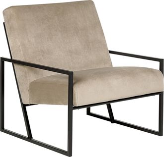Beliani Sill&oacute;n Moderno Glamour Decorativo Estructura De Metal Negro Tapicer&iacute;a De Terciopelo Gris Pardo Delary