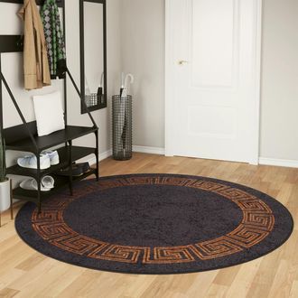 vidaXL Vidaxl - Alfombra Lavable Antideslizante Negro Y Dorado &Oslash; 200 Cm