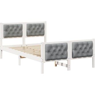 vidaXL Bed Frame Light Grey 135 x 190 cm Solid Pine Wood vidaXL