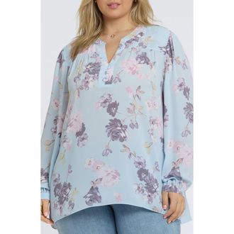 NYDJ Trinity Long Sleeve Top in Graceful Blossom at Nordstrom, Size 0X