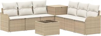 vidaXL Juego De Sof&aacute; 8 Uds. Beige Y Blanco Crema Vidaxl