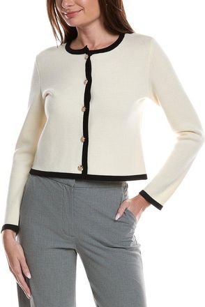 Bruno Magli Tipped Merino Wool Cropped Jacket