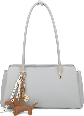 Generic Womens Shoulder Bag, with Dog Charm Accessory, Structured Handbag (Grey)