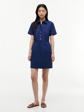Tommy Hilfiger Womens Short-Sleeve Gold-Button Dress - Preppy Navy - XXL