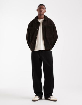 Asos Giacca harrington in velluto a coste lavorato a nido dape marrone