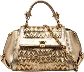 Ferragamo Pre-owned Handbags, female, Yellow, Size: ONE SIZE Pre-owned Leather 2way Bag