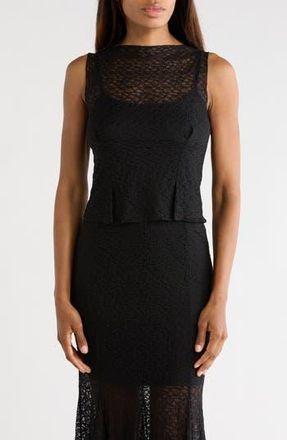 Leith Lace Sleeveless Tank in Black at Nordstrom Rack, Size X-Small
