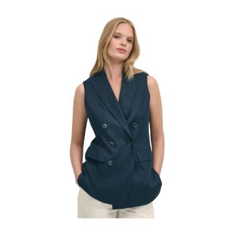 Brooks Brothers Chaleco Cruzado de Lino - Jackets - Mujer - Azul - S