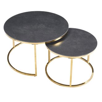Mathi Design Set de mesas bajas redondas en cer&aacute;mica gris