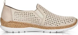Rieker Slipper - Dames - Loafers - Beige - 37 EU - Leer - Schoenen