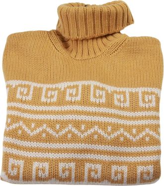 Manrico Cashmere Coltrui met geometrisch patroon - Geel