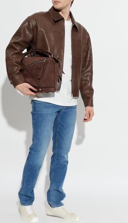 Frame Denim Leather Jacket, Mens, Brown
