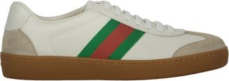 Gucci Schoenen, Dames, Wit, 38 EU, Leer, Klassieke Sneakers met Groen-Rode Streep