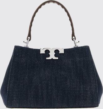 Tory Burch Borsa a mano mini Eleonora in denim con logo Double T