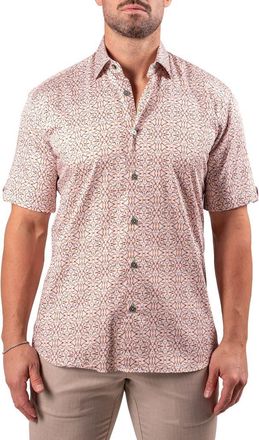 Maceoo Galileo Resistance2202 Brown Short Sleeve Cotton Button-Up Shirt at Nordstrom, Size Medium