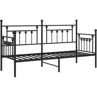 vidaXL Estructura De Cama De D&iacute;a Con Cabecera Negro 75 X 190 Cm Acero Vidaxl