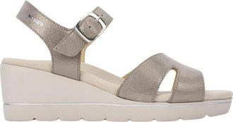 Mephisto Elisabeth Damessandaal - Taupe Leer - Dames - Sleehakken - Beige - 36 EU - Leer - Schoenen