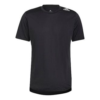 adidas Printing Logo Casual Breathable Short Sleeve Black HC9836