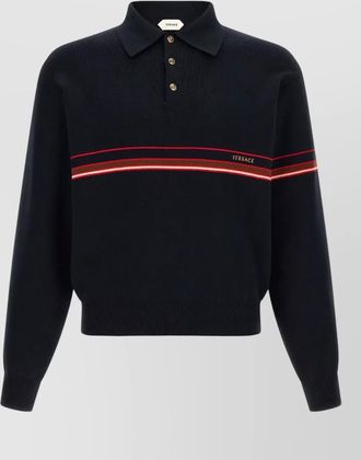 Versace striped cotton long-sleeve polo shirt