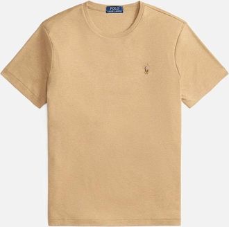 Polo Ralph Lauren Mens Ralph Lauren Custom Slim Fit Soft Cotton T-Shirt - Classic Camel Heather - Cream - Size: 40