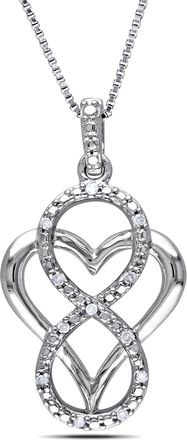 Mimi & Max Diamond Infinity Heart Necklace in Sterling Silver