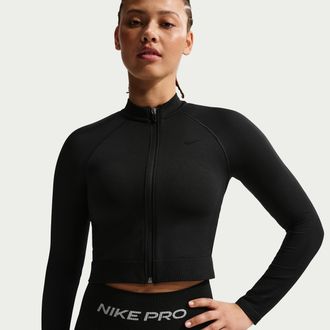 Nike Womens Nike Pro Full-Zip Training Top in Black | IO4466-010
