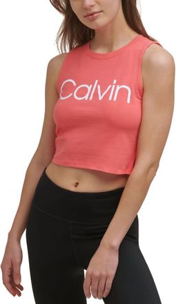 Calvin Klein Performance Cropped Logo Top In Radiance