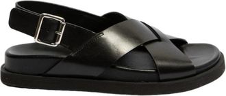 Guglielmo Rotta Zwarte leren sandaal met gespsluiting - Dames - Sandalen - Zwart - 36 1/2 EU - Leer - Schoenen