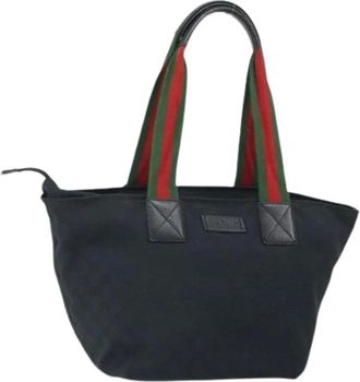 Gucci Pre-owned Tote Bags, female, Black, Size: ONE SIZE Pre-owned Canvas Tote Bag