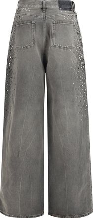 Golden Goose Womens Melody Stud Degraded Jeans Grey Cotton