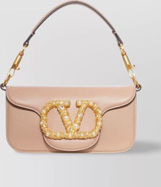 Valentino Garavani small leather shoulder bag with crystal and pearl embellishments