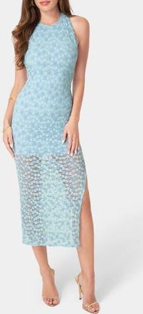 Bebe Daisy Lace Body-Con Halter Dress in Blue at Nordstrom Rack, Size X-Large