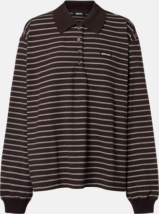 Rotate Striped oversized cotton-blend polo shirt