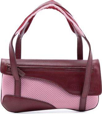 Miu Miu Pre-owned Womens Leather Trimmed Mesh Handbag - Dark Red Textile - One Size