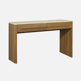 Sweeek Consola Efecto Madera Travertino Con 2 Cajones, 120cm