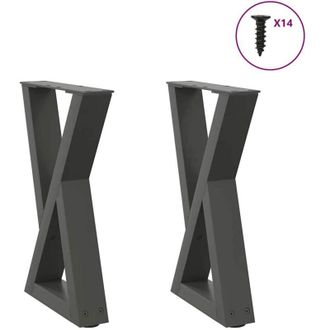 vidaXL Vidaxl - Patas Para Mesa De Centro (2 Unidades), Antracita, 38 X (42-43,3) Cm, Acero