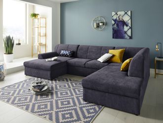 Domo Collection Wohnlandschaft »Topper, elegant und zeitlos, komfortabel, U-Form« wahlweise mit Bettfunktion