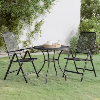 vidaXL Set De Comedor De Jard&iacute;n 3 Pzas Malla Metal Expandido Antracita Vidaxl