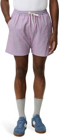 Les Deux Stripe Seersucker Swim Shorts in Crocus Pink at Nordstrom, Size Xx-Large