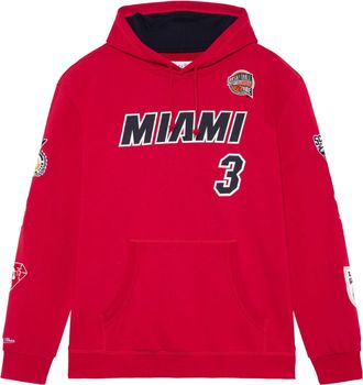 Mitchell & Ness x NBA Miami Heat HOF Fleece Hoodie Dwyane Wade 3 FPHD6861-MHEYYDWASCAR