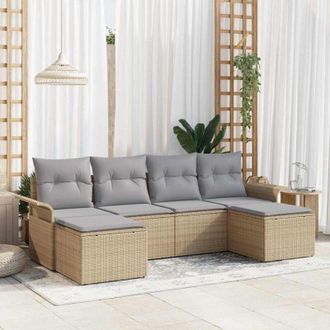 vidaXL Vidaxl - Conjunto De Sof&aacute; De Jard&iacute;n Con Coj&iacute;n 6 Pcs Beige Polirat&aacute;n