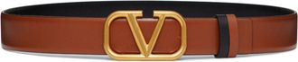 Valentino Garavani Leather Reversible Vlogo Belt-Donna