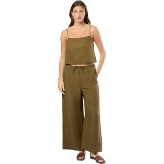 Onia Air Linen Square Neck Tank Top in Olive at Nordstrom, Size Medium