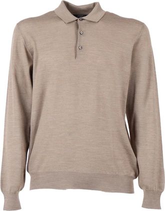 Fedeli Round-neck Knitwear, male, Gray, Size: 2XL Polo Shirt L/S Knitted Sweater