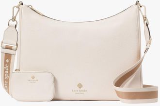 Kate Spade New York Womens Emma Pebbled Leather Large Crossbody - White - One Size