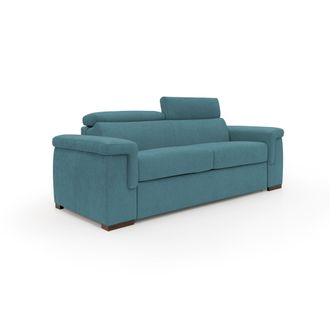 Divani.Store Giunone Sof&aacute; Cama Convertible Con Colch&oacute;n De 18 Cm Y Reposacabezas Reclinables En Tejido Impermeable 220 Cm (mat. 140x197 Cm) Azul Claro
