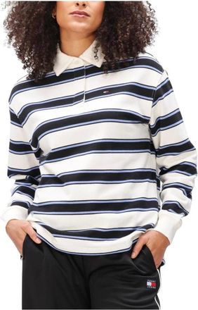 Tommy Jeans Tops, Dames, Veelkleurig, XL, Katoen, TJW RLX S-Flag Stripe Rugby EXT