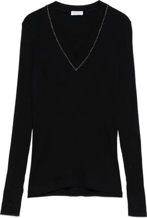 Brunello Cucinelli Maglione con scollo a V - Blu