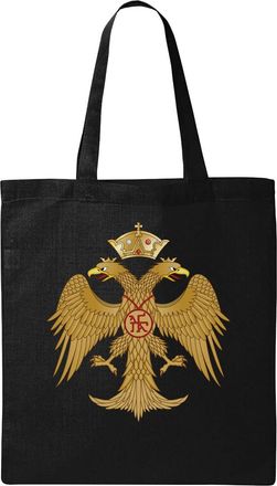 Generic Byzantine Empire Two Headed Eagle Coat Of Arms Byzantium Natural Ecological Cotton Tote Bag Black